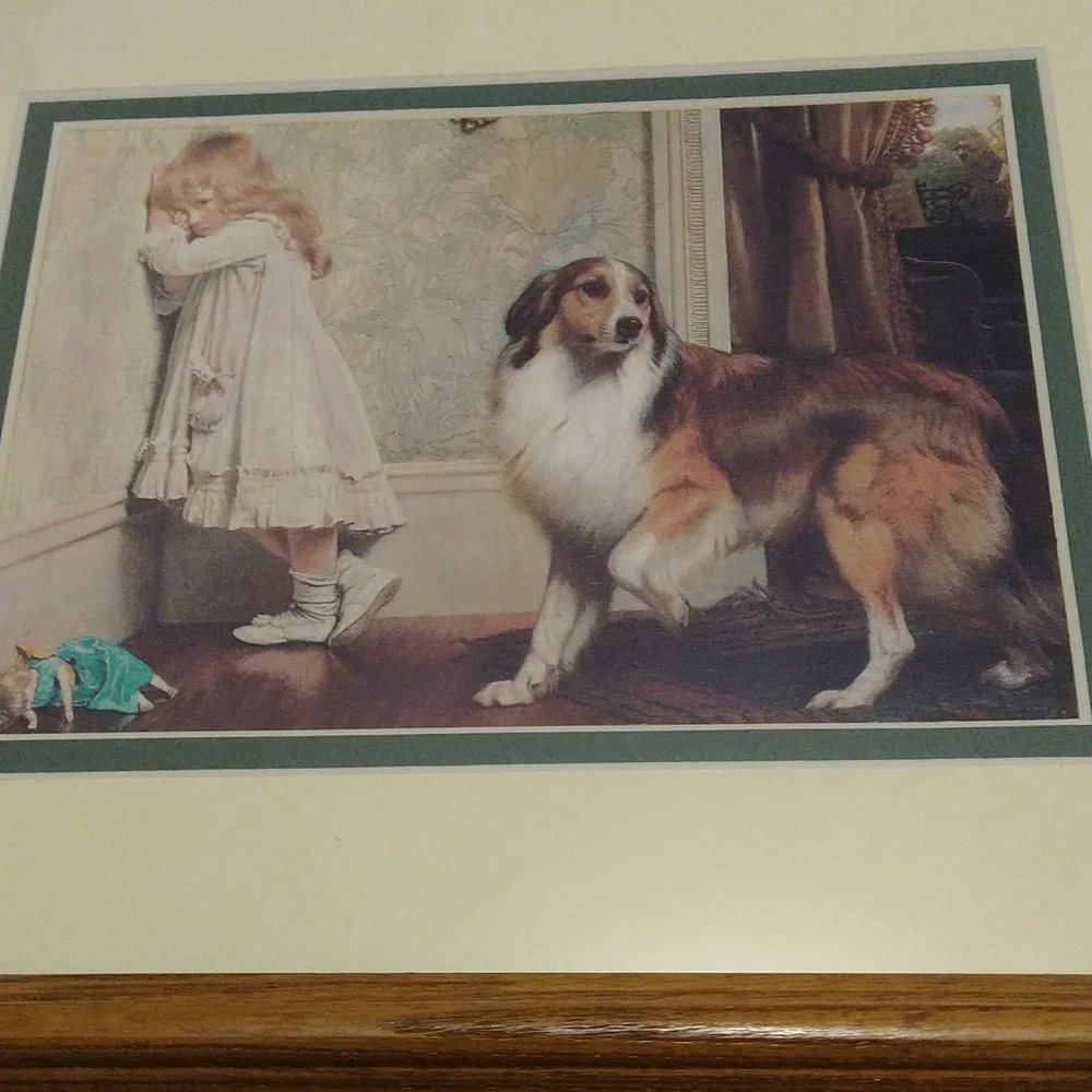 Classic Wooden Framed Art Print Girl With Dog